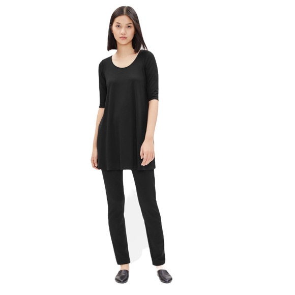 EILEEN FISHER BLACK SYSTEM STRETCH PONTE SLIM PANT - Picture 2 of 13